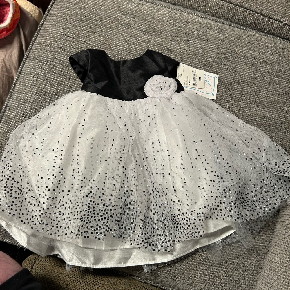 Pastourelle Black & White Girls Dress